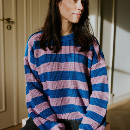 Stripes Knitted WOMEN'S Sweater - COTTON CANDY